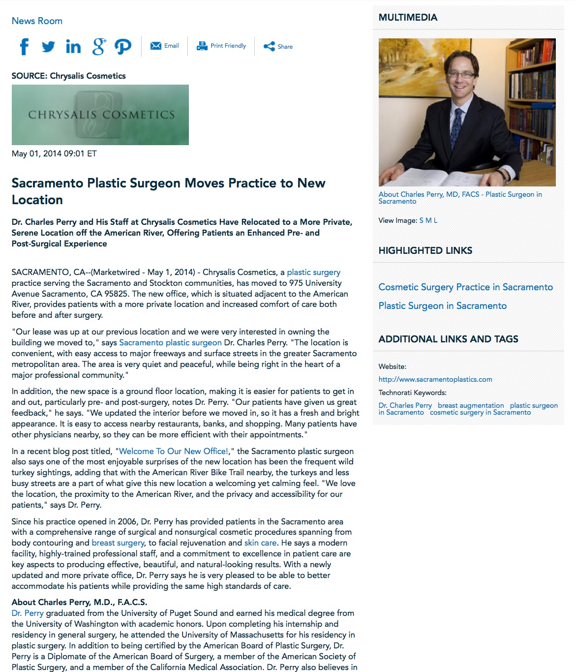 plastic surgery, Sacramento plastic surgeon, breast surgery, skin care, Dr. Charles Perry